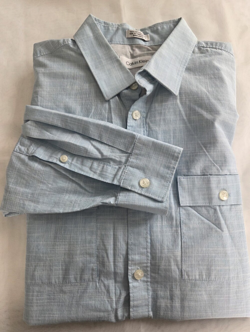 Calvin Klein Men's Pale Blue Button-Down Dress Shirt‎